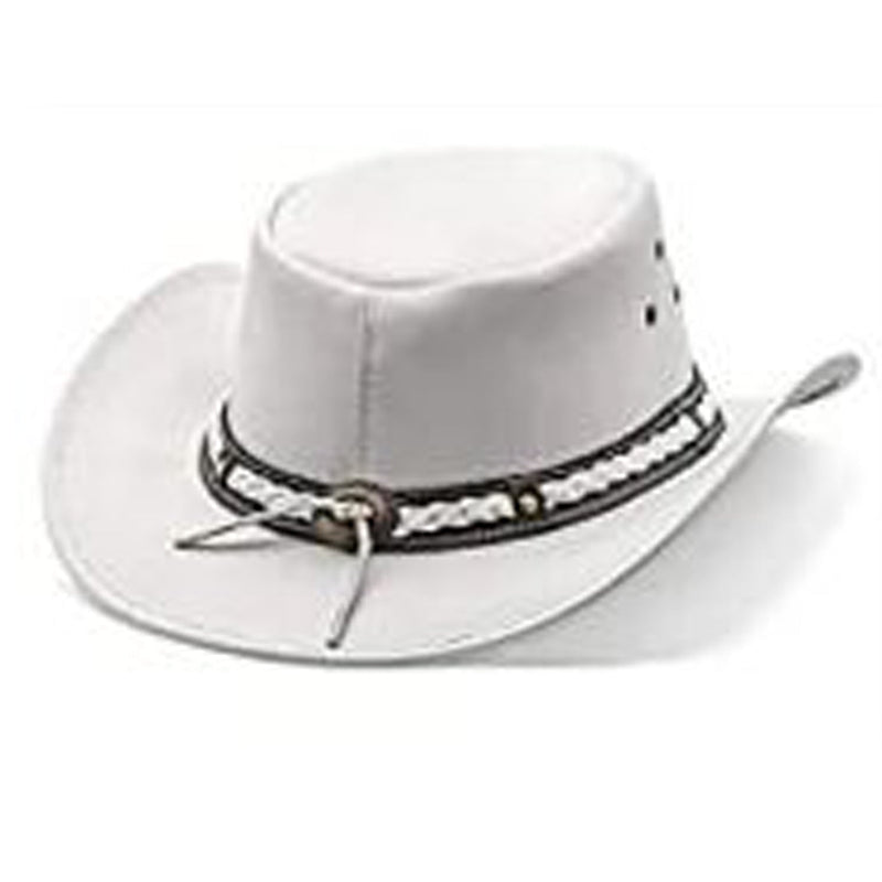 Men and Women White Genuine Leather Western Cowboy Hat