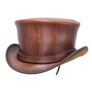 Leather Top Hat Distressed Leather Band Style Brown Top Hat Handmade with 100% Cowhide Distressed Leather Top Hat Gift for him New with Tags