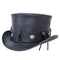 Leather Top Hat - Rocker Style Conchos Band - Black Color - Handmade with 100% Cowhide Leather - Gift for Him - New with Tags