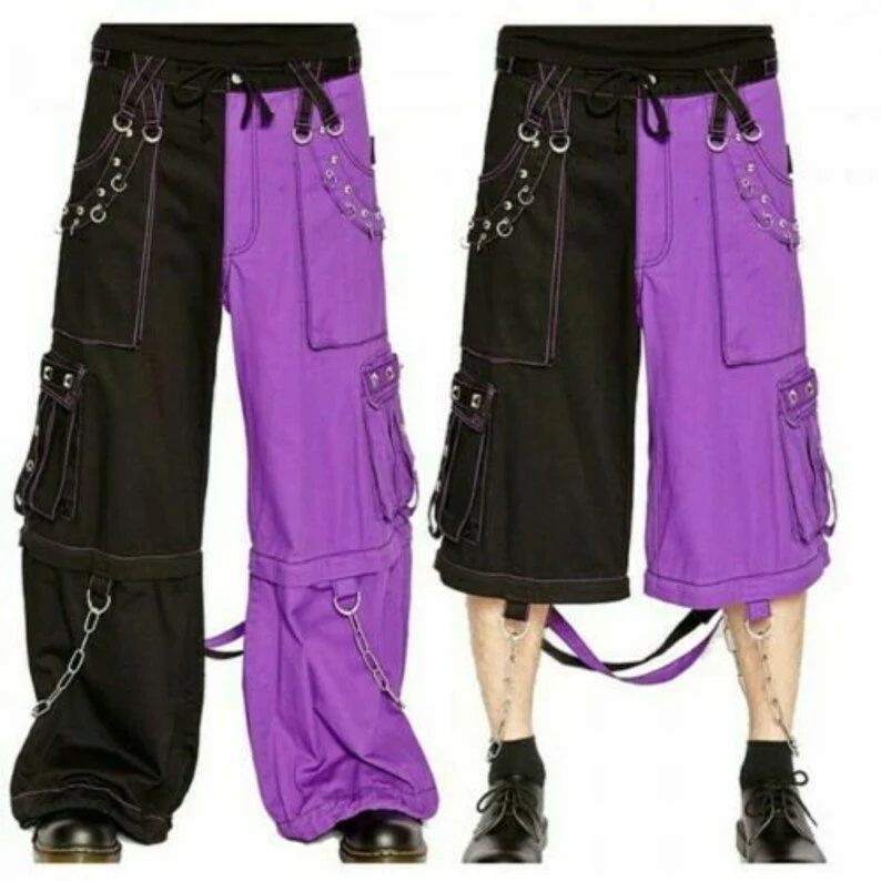 Gothic Bondage Men Pant Alternative Punk Rock Transformer Trouser Purple Baggy Pants, gothic pants, men's gothic pants
