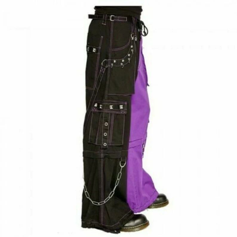 Gothic Bondage Men Pant Alternative Punk Rock Transformer Trouser Purple Baggy Pants, gothic pants, men's gothic pants