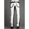 Men Leather Real Jeans Style White/Black Pant Handmade Lambskin Trousers LP-084