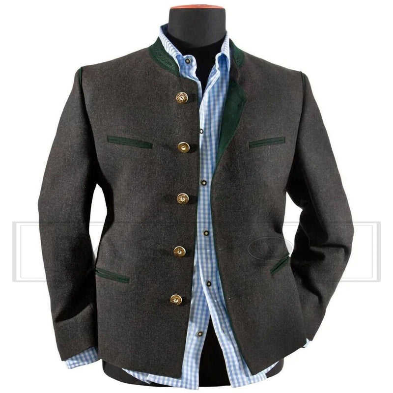 Charcoal Gray Trachten Jacket | Austrian Wool Jacket | Traditional Tyrol Loden Blazer | Oktoberfest Custom Jacket | German Bavarian Jacket